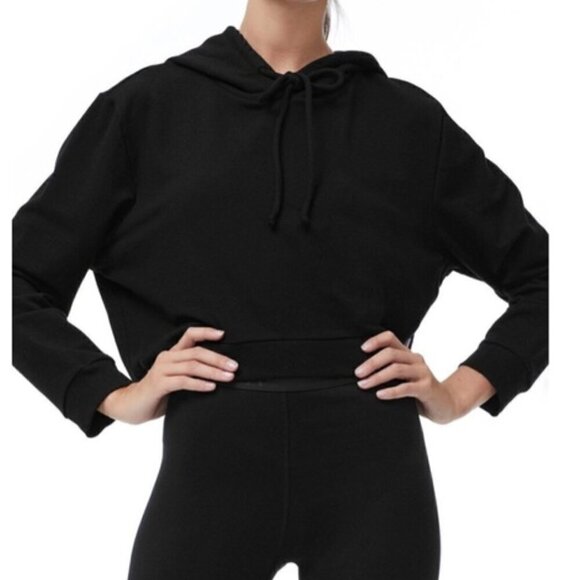 Good American Cropped Hoodie Black NWT S GA1 - Picture 1 of 7